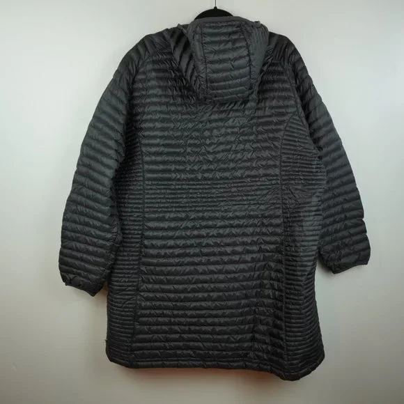 LL Bean Black Quilted Downtek Water Repellent Lightweight Hooded‎ Jacket